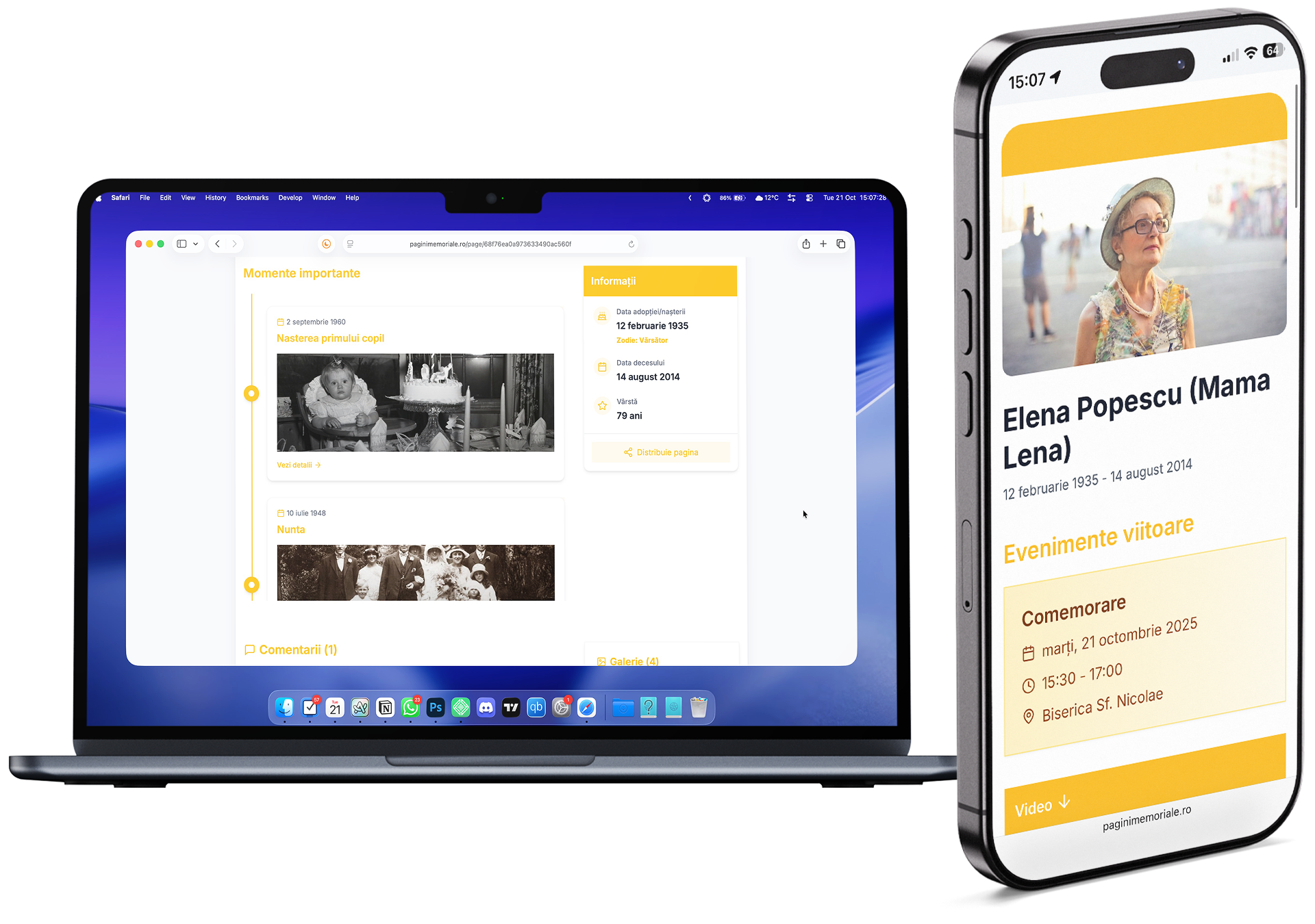 Pagini memoriale pe diferite dispozitive